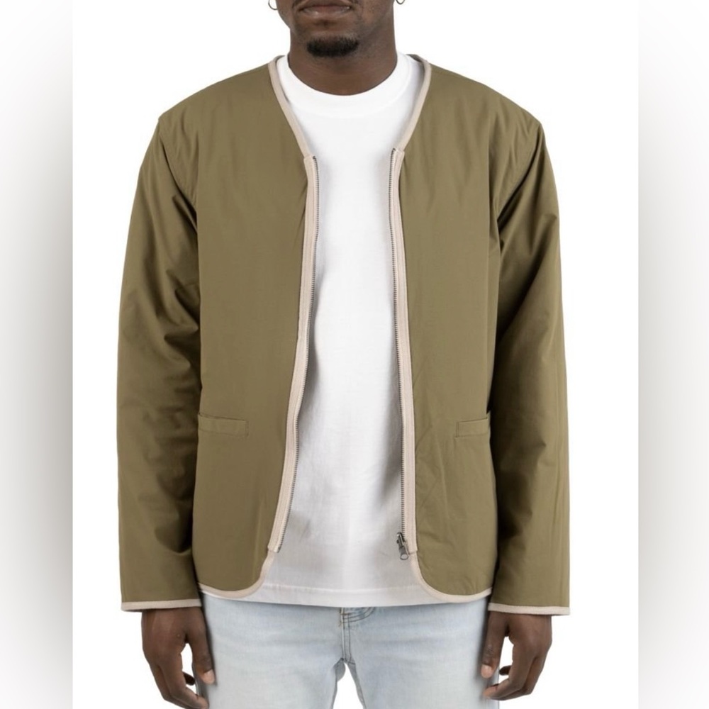New Huf Worldwide Reversible Liner Jacket Thin Puffer Cream / Sage Men’s S - 2XL